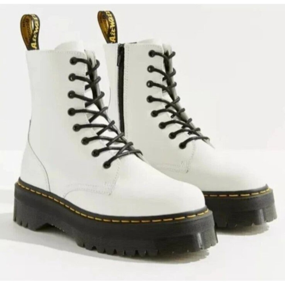 Dr Martens Jadon White Leather Boots Platform Combat Men’s Size 5 Women’s 6 NEW